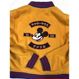 Forever 21 x Disney Mickey Mouse Bomber Jacket Women's Small Dark Yellow Varsity